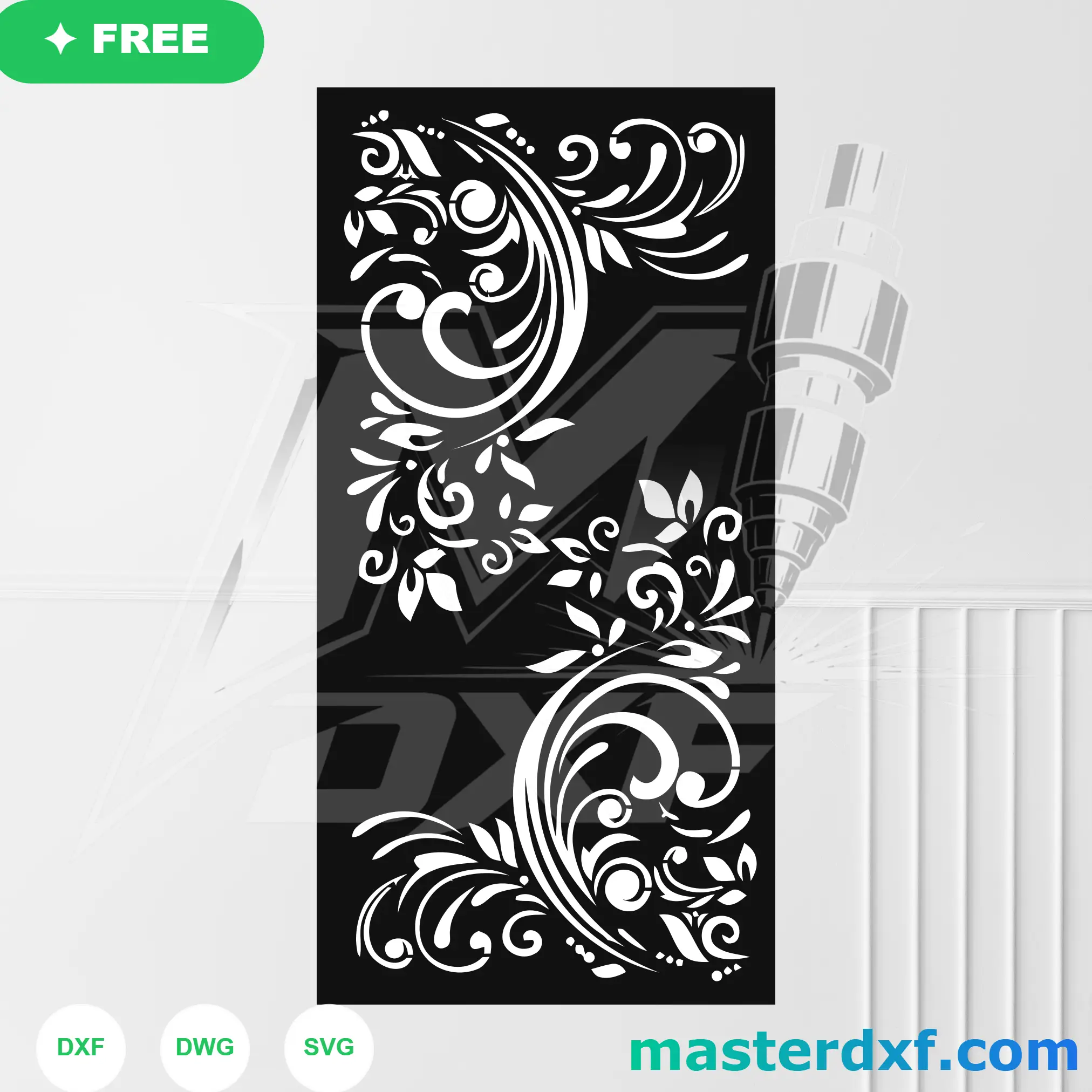 Symmetrical S-Curve Baroque Scroll Accent Divider DXF File